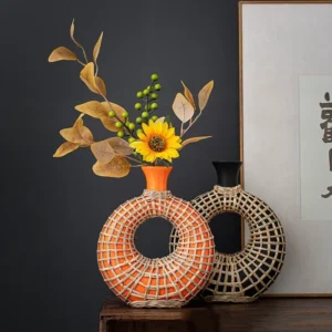 Rattan Ceramic Vase