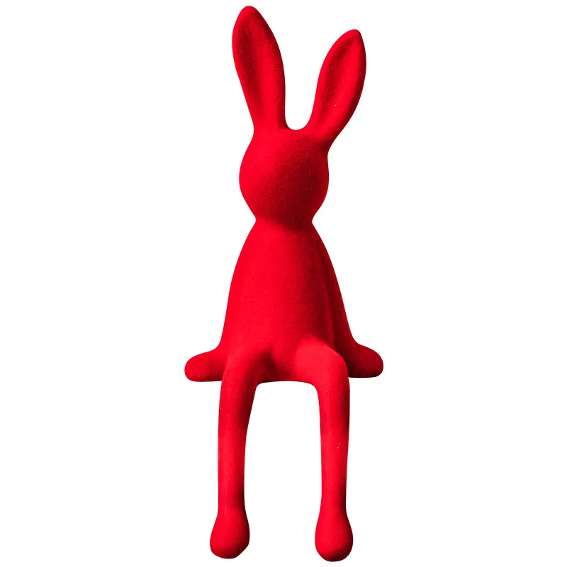 Flocked Bunny Statue - Image 5