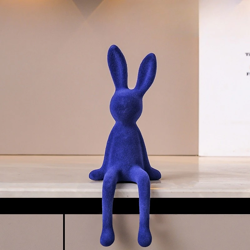 Flocked Bunny Statue - Image 6