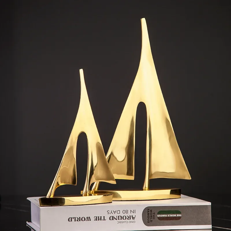 Golden Sailboat Sculpture - Image 4