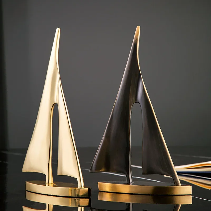 Golden Sailboat Sculpture - Image 2