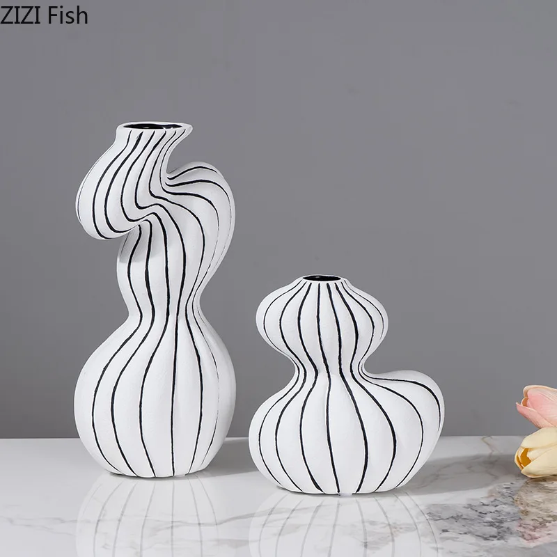 Striped Ceramic Vase - Image 4
